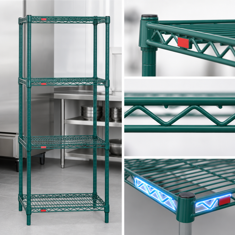 Product image #3 for Eagle Group Valu-Gard 4-Tier Starter Wire Shelving Unit, 24 x 21 x 63 Inches, Green Epoxy