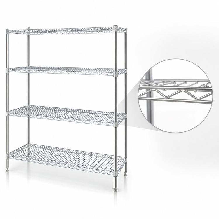 Product image #3 for Eagle Group 4-Tier Stainless Steel Wire Starter Shelving Unit, 60 x 21 x 63 Inches
