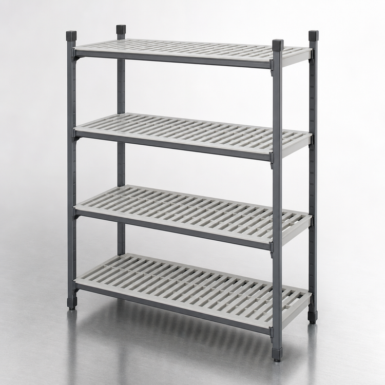 Product image #3 for Cambro Camshelving Basics Plus 21 Inch x 36 Inch 4-Shelf Vented Shelf Kit, Brushed Graphite