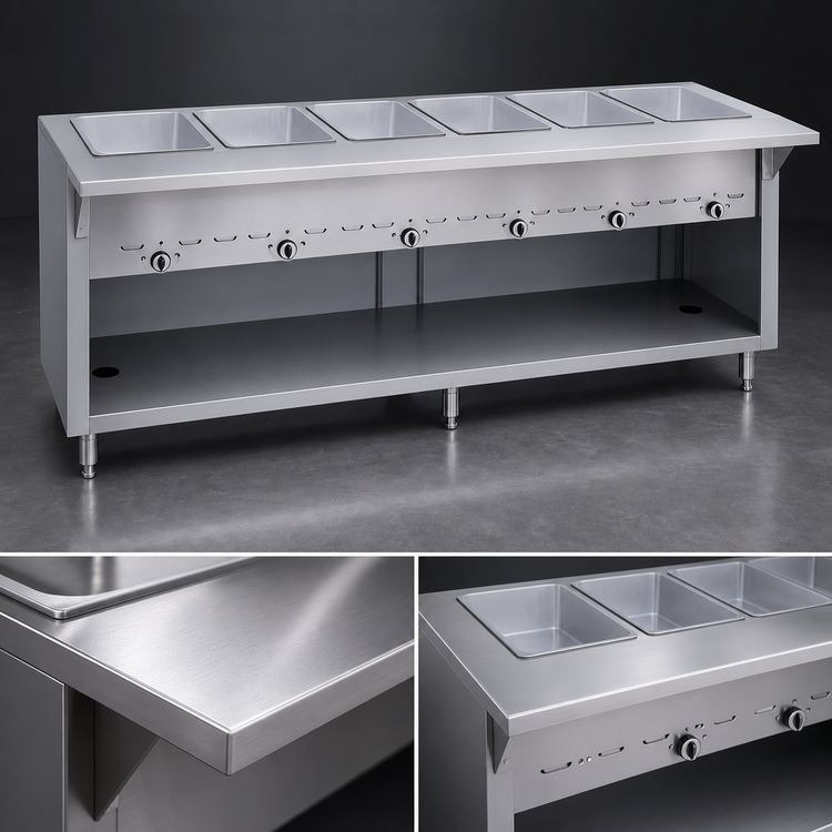 Product image #3 for Thurmaduke G-5-CBSS 5-Well Full-Size Gas Standard Dry Heat Steam Table