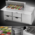 Thumbnail image #4 for Beverage-Air SPED72HC-18M-4 72-Inch Three-Section Mega Top Refrigerated Sandwich Prep Table with 4 Drawers, 1 Door, and 18-Pan Top