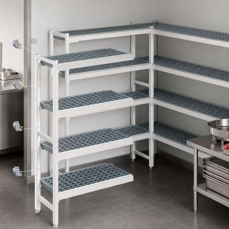 Product image #3 for Fermostock 4-Tier Corner Expansion Polymer Shelving Unit, 71 Inch H x 42 Inch W x 14 Inch D