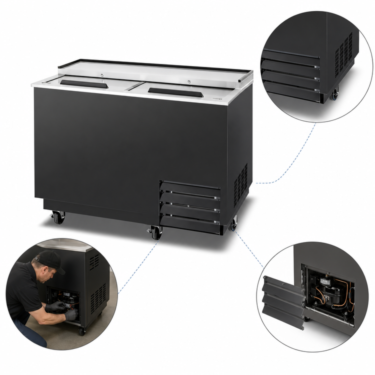 Product image #4 for Migali Competitor Series 49-1/2-Inch Glass Froster Freezer with Top Sliding Glass Lid, 12.2 Cu. Ft.
