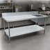 Thumbnail image #3 for Omcan 72 x 30-Inch Stainless Steel Work Table with Right Prep Sink and 6-Inch Backsplash