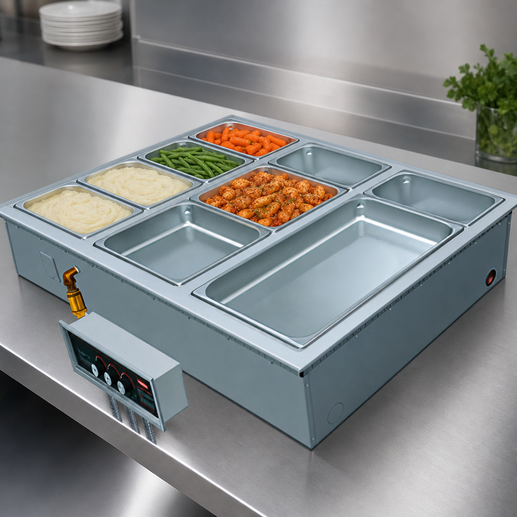 Product image #3 for Hatco HWBI43-4M Drop-In Modular/Ganged Heated Well with Manifold Drain, 4 Third-Size Pan Capacity