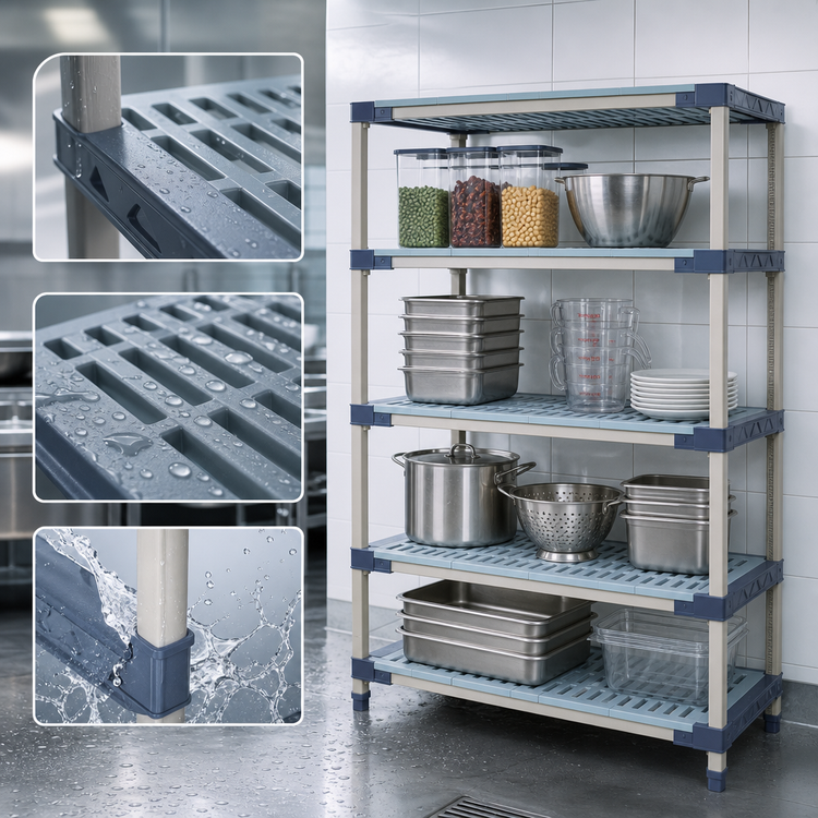 Product image #3 for MetroMax 4 Starter All-Polymer Shelving Unit, 48W x 21D x 74H, 4-Shelf
