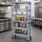 Thumbnail image #3 for Quantum Millenia QPM243062VS-5 Mobile Polymer Starter Shelving Unit, 30"W x 24"D x 62"H, 5 Open Grid Shelves, Gray
