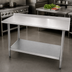 Thumbnail image #3 for Advance Tabco Special Value Series Stainless Steel Work Table with Backsplash and Galvanized Undershelf, 84 x 30 Inches