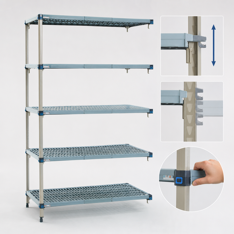 Product image #3 for MetroMax Q 36 Inch Wide x 18 Inch Deep x 74 Inch High 5-Shelf Add-On Polymer/Wire Shelving Unit