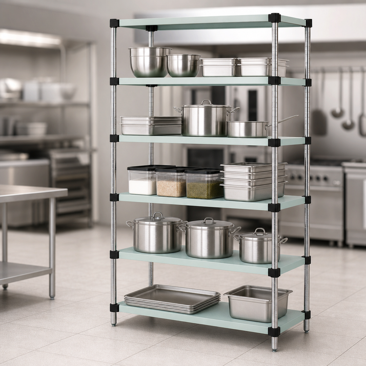 Product image #3 for 72 in. W x 18 in. D x 86 in. H 5-Shelf 304 Stainless Steel Solid Shelving Starter Kit