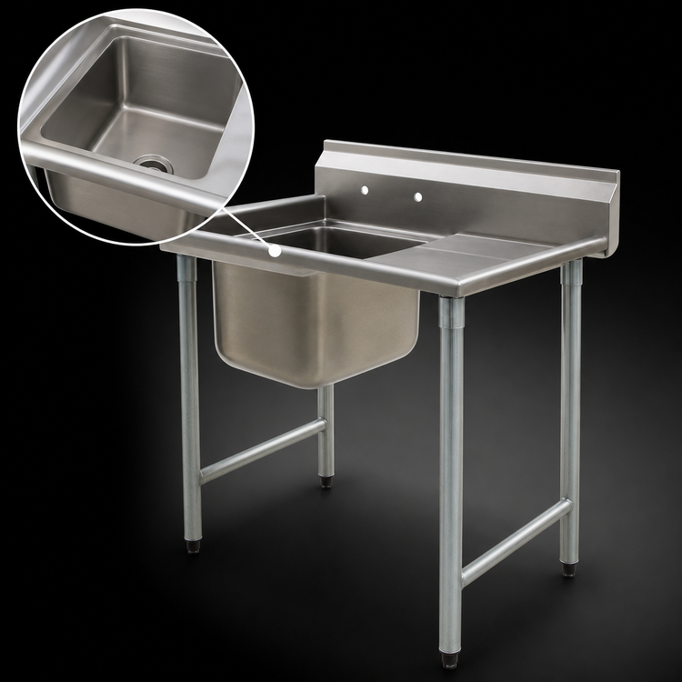 Product image #3 for Eagle Group 414 Series One-Compartment Sink with Right-Hand Drainboard, 51 Inch W x 29-3/4 Inch D