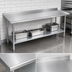 Thumbnail image #3 for Duke 84-Inch x 36-Inch 16-Gauge 400 Series Stainless Steel Work Table with 1-1/8-Inch Straight Riser and Galvanized Undershelf