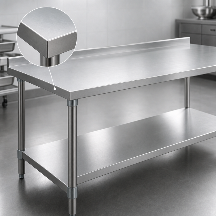 Product image #3 for Eagle Group Spec-Master 144-Inch x 30-Inch Stainless Steel Work Table with Rear Up-Turn and Adjustable Undershelf