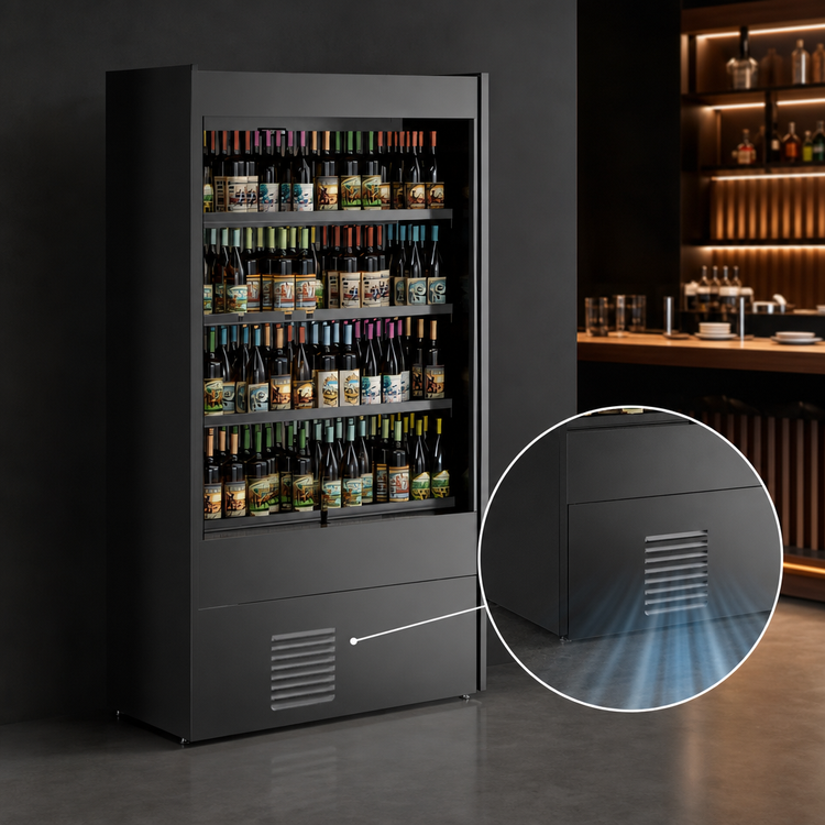 Product image #3 for Allure Self-Service Self-Contained Refrigerated Wine Case, Black, 44-3/4 Inch W x 24-3/8 Inch D x 84-3/4 Inch H