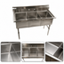 Thumbnail image #3 for Klinger's Trading Economy Freestanding 3-Compartment Stainless Steel Sink with 9-Inch Backsplash, 57 x 25-1/2 x 41 Inches