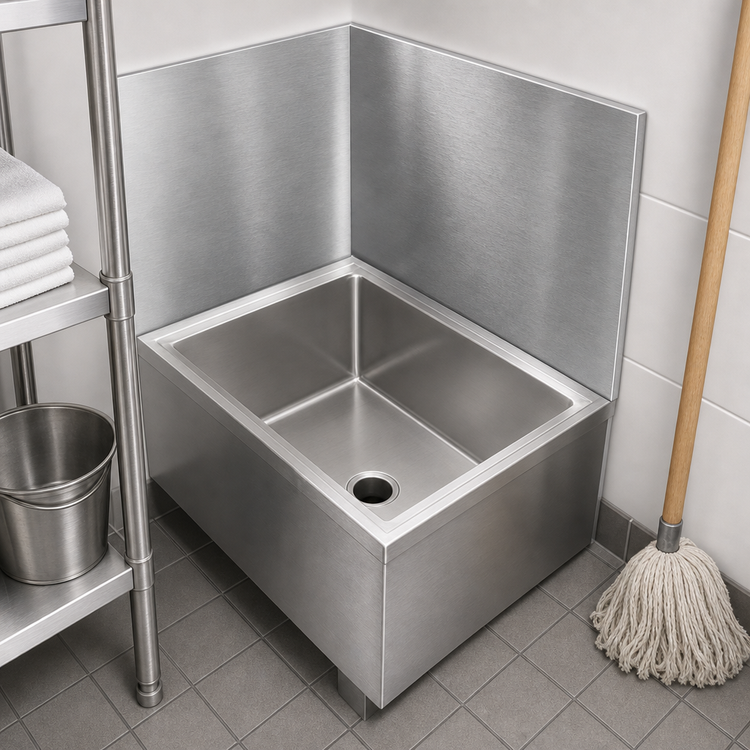 Product image #3 for John Boos MSWC2820-27L Rear & Left Mop Sink Wall Guard Wainscoting, 28 x 20 Inch Stainless Steel