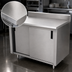 Thumbnail image #3 for Advance Tabco 96 Inch x 36 Inch Enclosed Stainless Steel Work Table with Cabinet Base, Sliding Doors, 14 Gauge 304 Stainless Steel Top, and 5 Inch Backsplash