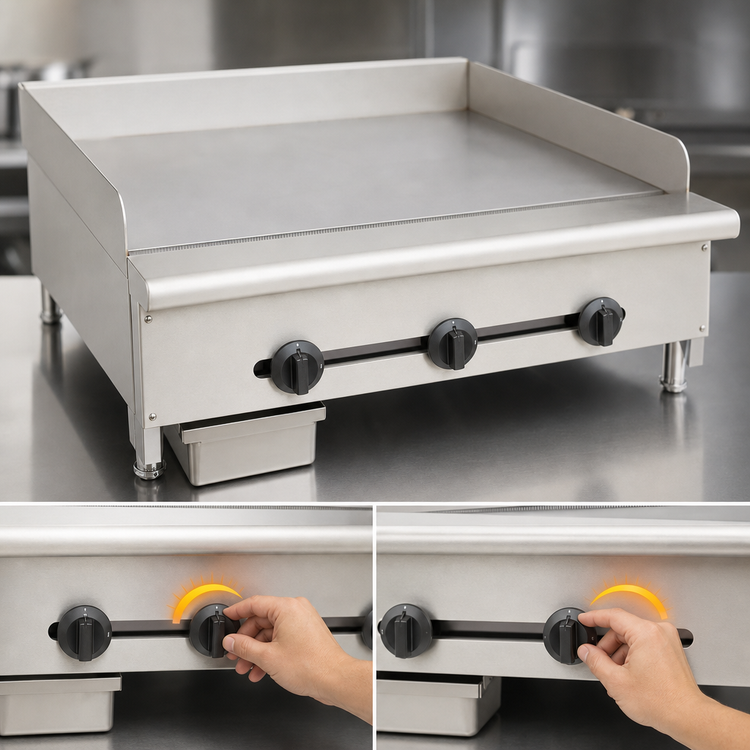 Product image #3 for Wells HDG-2430G Countertop Natural Gas Commercial Griddle with Manual Controls, 24-Inch Cooking Surface, 3/4-Inch Plate