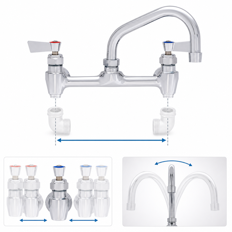 Product image #3 for Fisher Wall Mount Faucet with 8-Inch Adjustable Centers and 8-Inch Swing Spout
