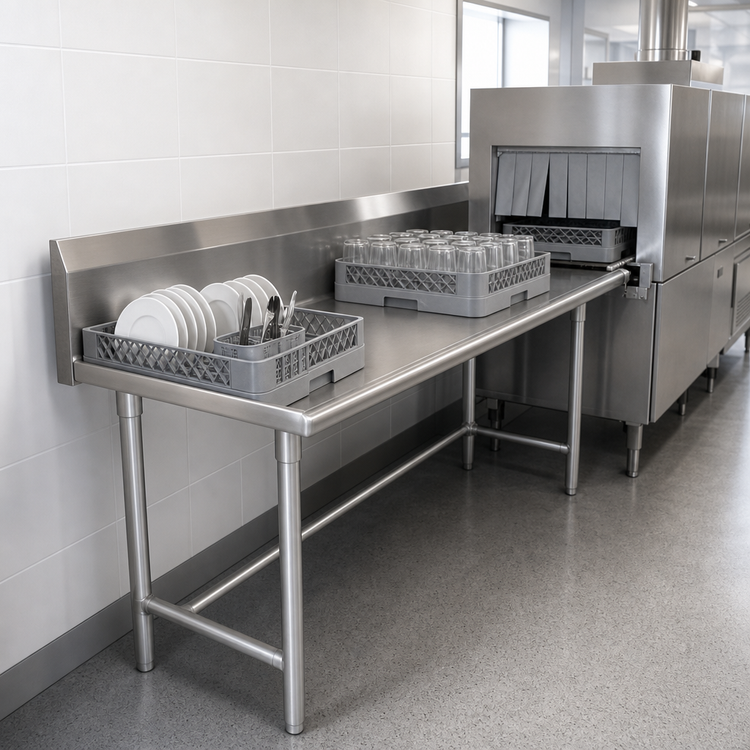 Product image #3 for Pro-Bowl 84 Inch Clean Straight Dishtable with 10 Inch Boxed Backsplash, Left-to-Right, 304 Stainless Steel