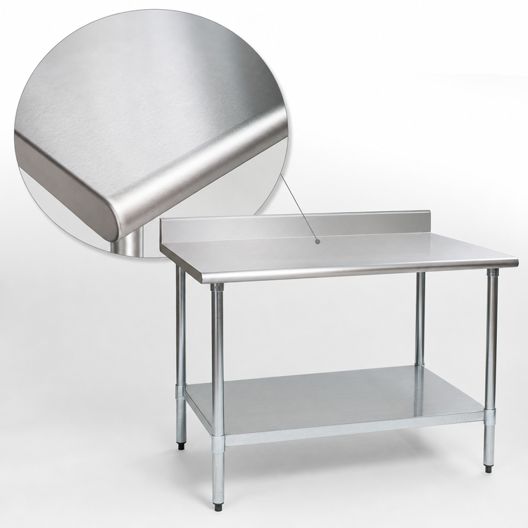 Product image #3 for Eagle Group BlendPort® Budget Series 48" x 24" 430 Stainless Steel Work Table with 4-1/2" Backsplash and Undershelf