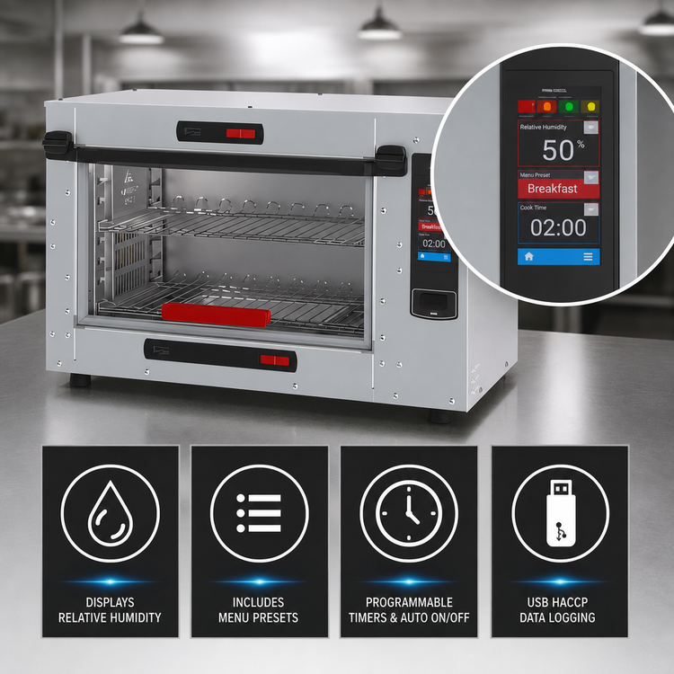 Product image #4 for Metro HotBlox Xpress S4 Touchscreen Countertop Hot Food Holding Cabinet with Clear Flip Door