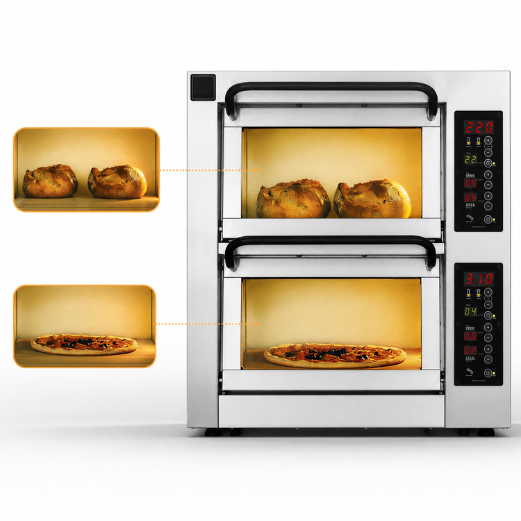 Product image #3 for PizzaMaster PM 452ED-2 Countertop Electric Stone Hearth Pizza Oven with 2 Independent Chambers