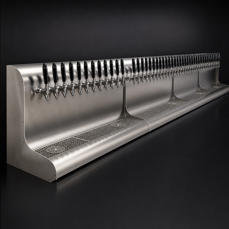 Product image #3 for Perlick 90-Inch 30-Faucet Modular Wall-Mount Glycol-Cooled Stainless Steel Draft Beer Dispensing Tower, Rear Lead Exit