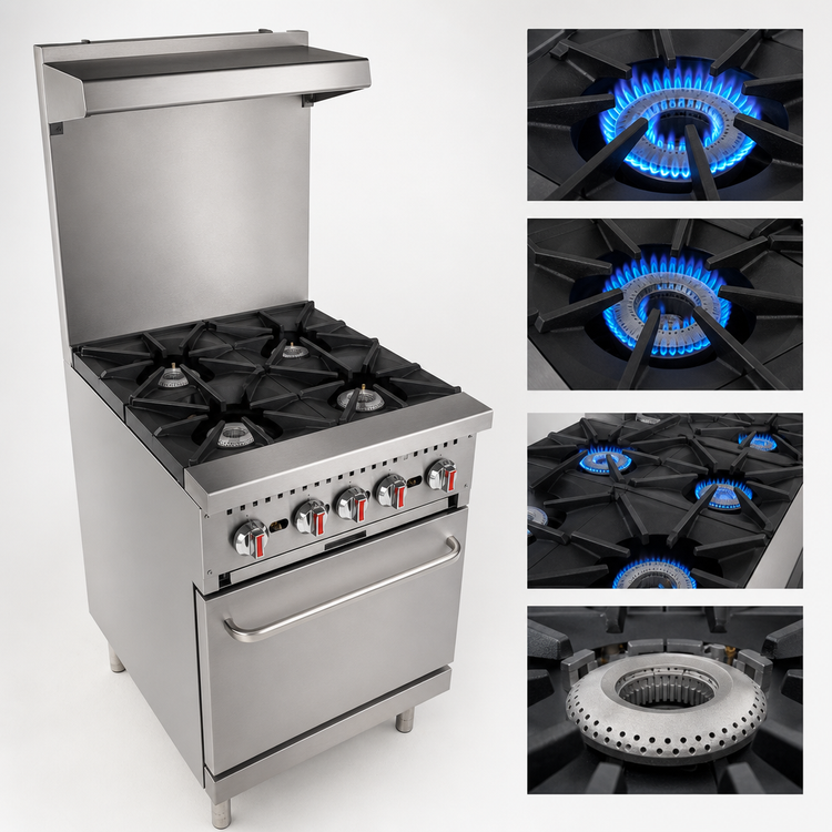 Product image #4 for General 24-Inch LP Gas Commercial Range with 4 Open Burners and 20-Inch Oven, Stainless Steel