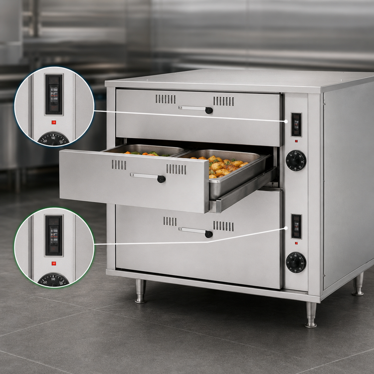 Product image #3 for RedHots Freestanding 2-Drawer Heated Warming Drawer, 240V, Stainless Steel