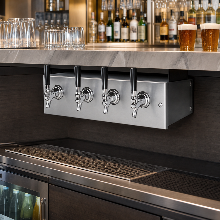Product image #3 for Perlick Spacesaver 4-Faucet Glycol-Cooled Underbar Draft Beer Dispensing Head