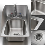 Thumbnail image #3 for BK Resources DDI-0909524S-P-G 1-Compartment Drop-In Stainless Steel Sink, 9 x 9 x 5 Bowl, 3-Sided Riser, Faucet & Basket Drain
