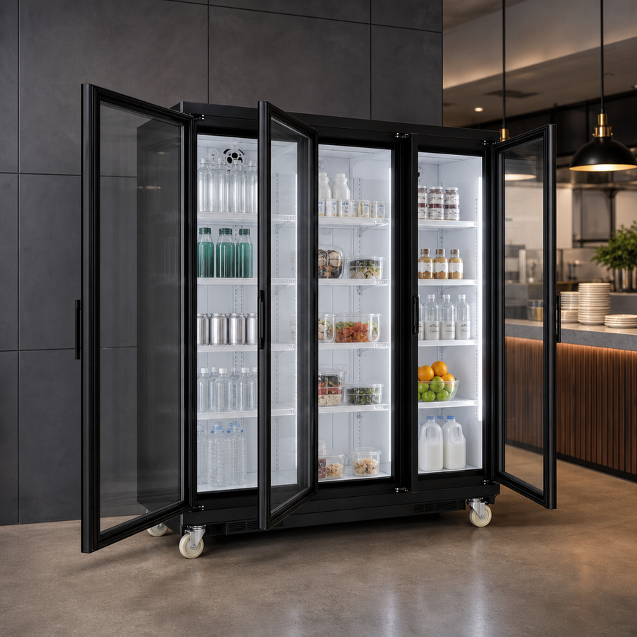Three Hinged Glass Doors