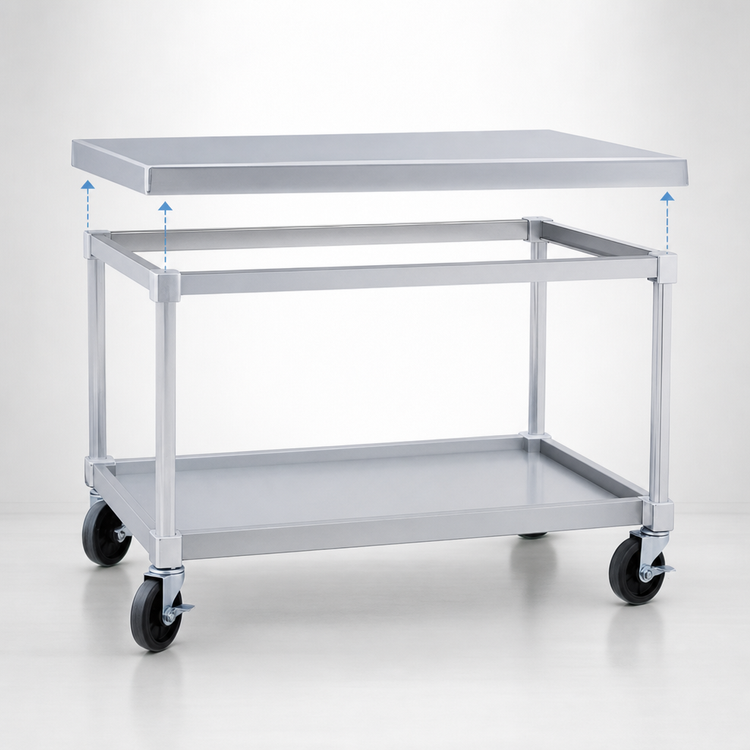 Product image #3 for New Age 60-Inch Mobile Aluminum Equipment Stand with 12-Gauge Marine-Edge Top and Open Base