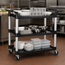 Thumbnail image #3 for Winco 3-Tier Plastic Utility Bus Cart, 40-3/4 x 19-1/2 x 37-3/8 Inches, Black
