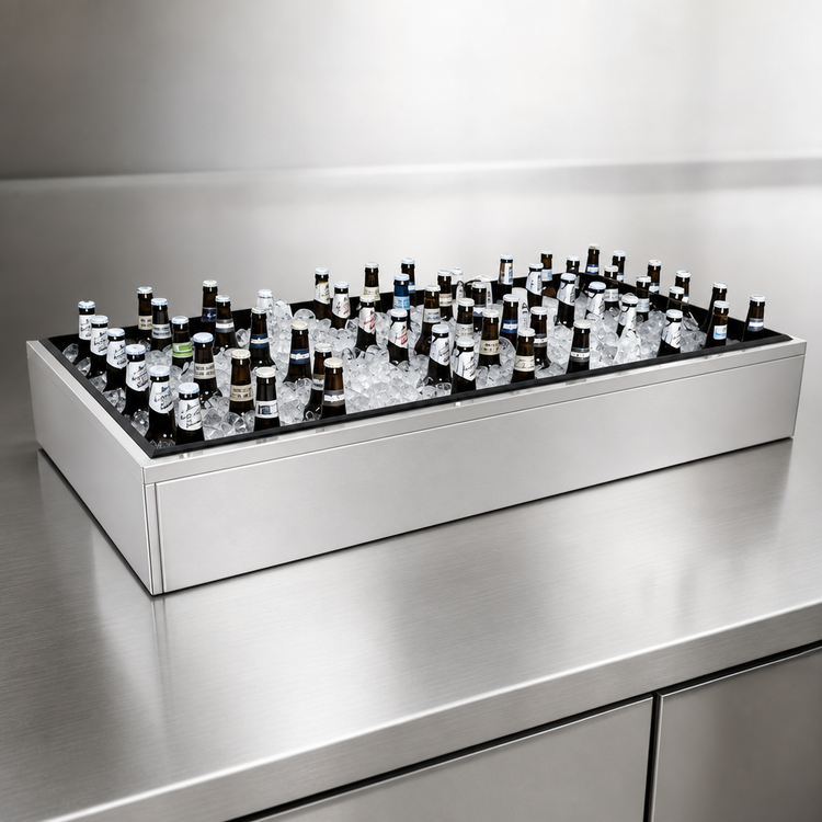 Product image #3 for Glastender Stainless Steel Back Bar Ice Display Unit, 60 Inch x 12 Inch