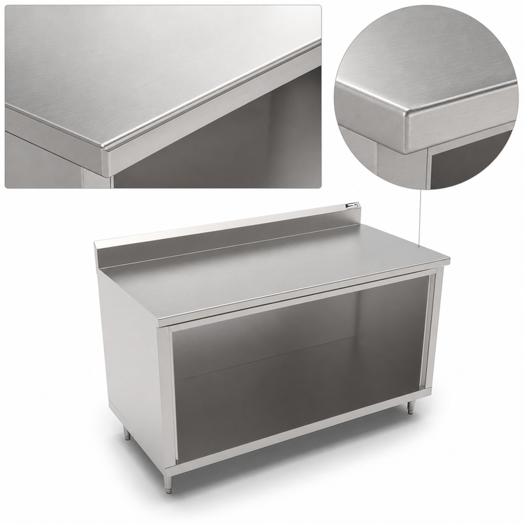 Product image #3 for John Boos 36-Inch x 24-Inch 14-Gauge Stainless Steel Work Table with Open Front Cabinet Base and 5-Inch Backsplash