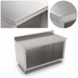 Thumbnail image #3 for John Boos 36-Inch x 24-Inch 14-Gauge Stainless Steel Work Table with Open Front Cabinet Base and 5-Inch Backsplash