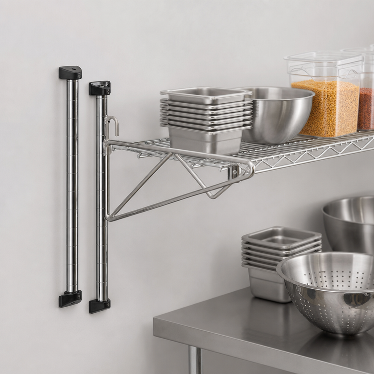 Product image #3 for Eagle Adjustable Post Wire Wall Mount Prepackaged End Unit for 14-Inch Shelf, Chrome Plated
