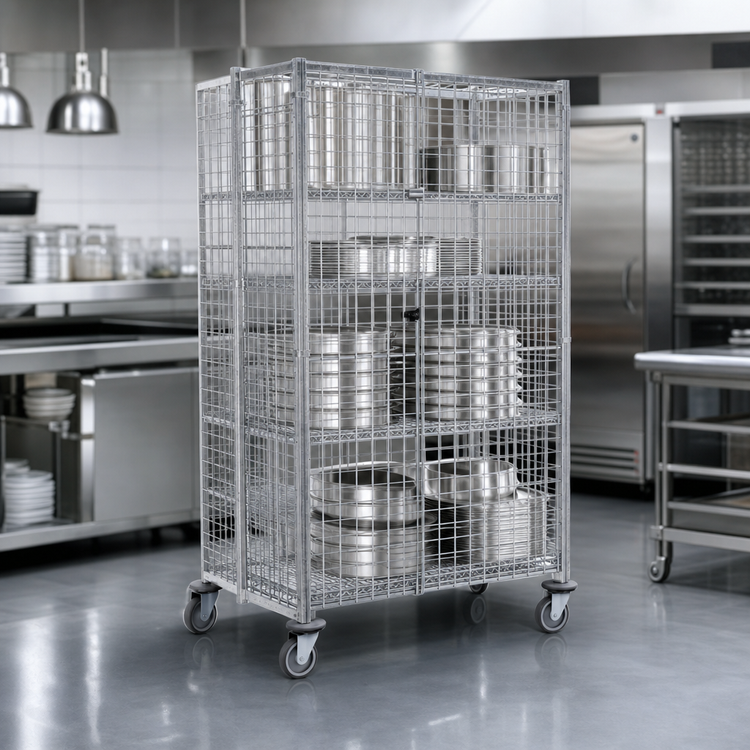 Product image #3 for Metro Super Erecta Mobile Chrome-Plated Wire Security Cage, 52-3/4 x 27-1/4 x 68-1/2 Inches