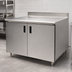 Thumbnail image #3 for Advance Tabco 108-Inch x 30-Inch Enclosed Stainless Steel Work Table with Hinged Doors and 5-Inch Backsplash