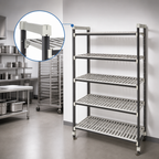 Thumbnail image #3 for Cambro Camshelving® Elements EST245481V5480 High-Density Overhead Track Shelving Starter Unit, 5-Tier, 24"D x 54"L x 81"H