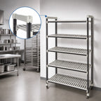 Thumbnail image #3 for Cambro Camshelving® Elements EST245481V5480 High-Density Overhead Track Shelving Starter Unit, 5-Tier, 24"D x 54"L x 81"H