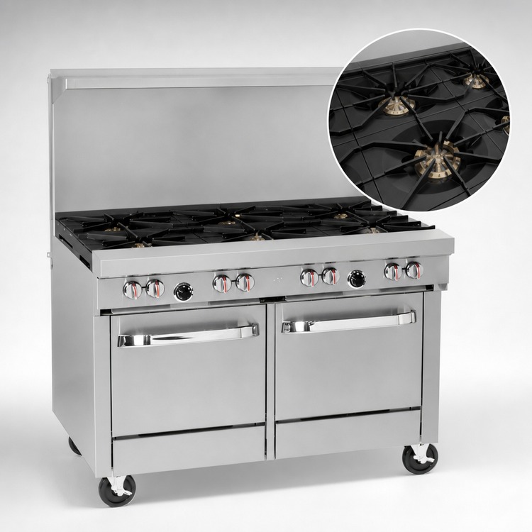 Product image #3 for Southbend S-Series 48-Inch Commercial Gas Restaurant Range with 8 Open Burners, Convection Oven, and Cabinet Base