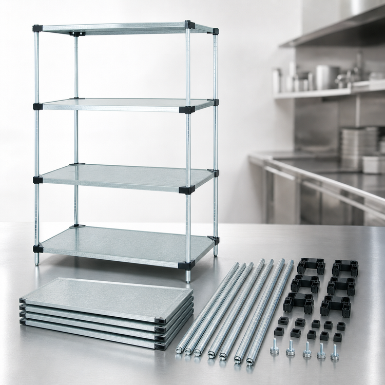 Product image #3 for Quantum 42-Inch x 24-Inch x 74-Inch Solid Shelving Starter Kit with 4 Solid Shelves