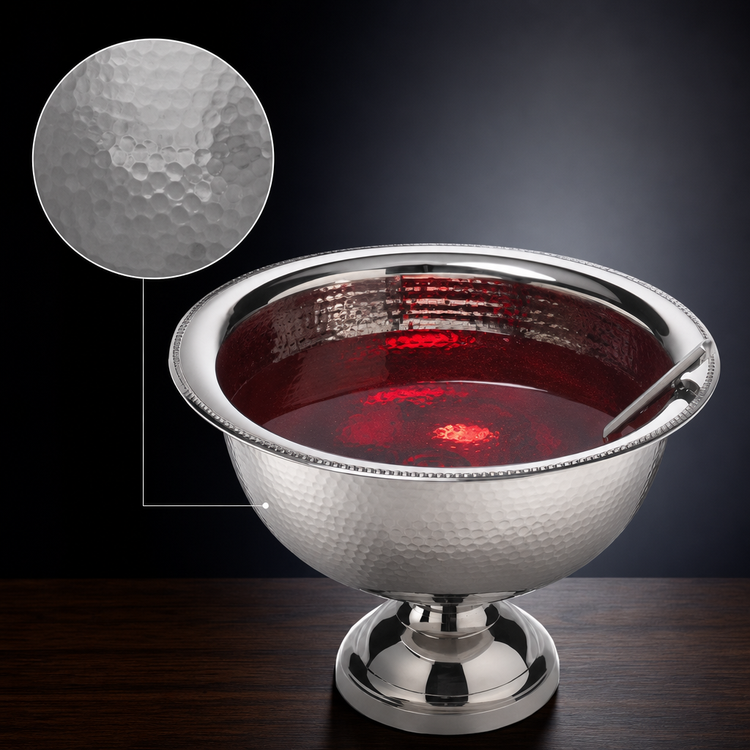 Product image #3 for American Metalcraft Hammered Stainless Steel Punch Bowl, 8 Quart, 17-Inch Diameter