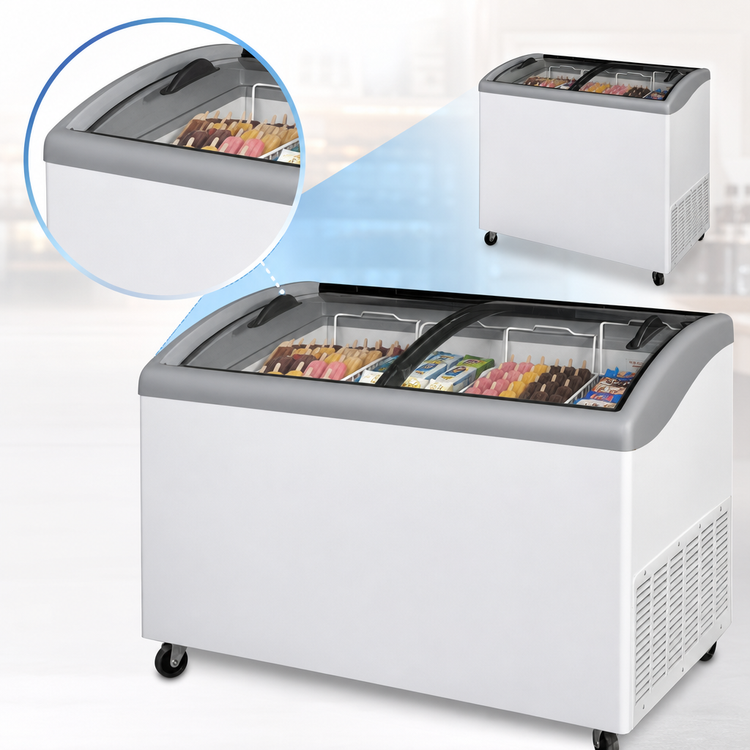 Product image #3 for Beverage-Air 42.5-Inch Angled Top Novelty Case Ice Cream Freezer with Removable Glass Lids