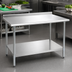 Thumbnail image #3 for Eagle Group Budget Series 60-Inch x 36-Inch 430 Stainless Steel Work Table with Rear Up-Turn and Adjustable Undershelf