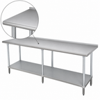 Thumbnail image #3 for Advance Tabco 144 Inch x 30 Inch Open Base Stainless Steel Work Table with Adjustable Undershelf and Rear Up-Turn