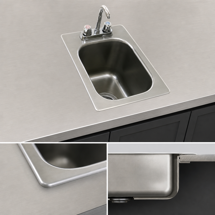 Product image #3 for Eagle Group Self-Rimming Drop-In Sink, 1 Compartment, 10 x 14 x 9.5-Inch Bowl, 304 Stainless Steel